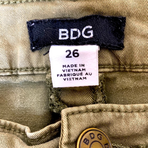BDG | Moss Green Straight Moto Jeans | Skinny | Bottom Leg Zippers Size 26 - Picture 9 of 11